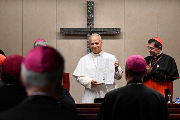 SPAIN - POPE LEO XIV MEETS WITH THE BISHOPS OF SPAIN AT THE OFFOCE EPISCOPAL CONFERENCE IN MADRID - 2026 6 8 Spain, Vatican, 2026 6 8 Pope Leo XIV meets with the bishops of Spain at the office of the Episcopal conference in Madrid EDITORIAL USE ONLY - NO BOOKS Copyright: xVATICANxMEDIA CPPx