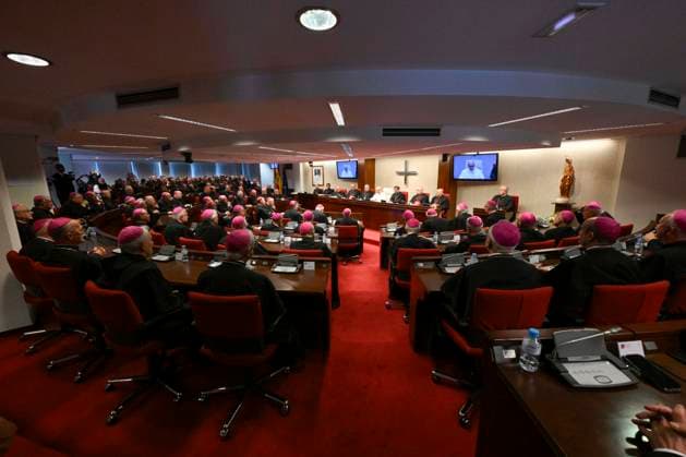 SPAIN - POPE LEO XIV MEETS WITH THE BISHOPS OF SPAIN AT THE OFFOCE EPISCOPAL CONFERENCE IN MADRID - 2026 6 8 Spain, Vatican, 2026 6 8 Pope Leo XIV meets with the bishops of Spain at the office of the Episcopal conference in Madrid EDITORIAL USE ONLY - NO BOOKS Copyright: xVATICANxMEDIA CPPx