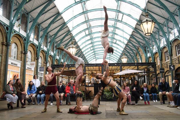 Head First Acrobats Return of the GODZ Photocall at North Hall, Covent Garden Piazza, London, UK - 8 June 2026 Acrobats from Head First Acrobats rehearse moves for their show Return of The GODZ in North Hall, Covent Garden Piazza, London, England, UK on Monday 8 June, 2026 which will run at The Peacock Theatre from Wednesday 10th - Saturday 20th June., Credit:Justin Ng Avalon UK, England, London, North Hall, Covent Garden Piazza  Copyright: xJustinxNgx xAvalonx 1108880697