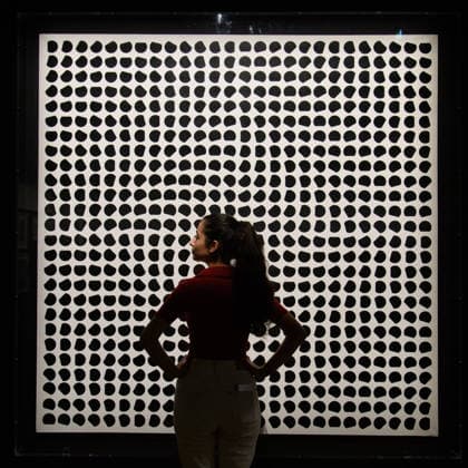 Julio Le Parc Press View at TATE Modern, London, UK - 8 June 2026 A staff member views Instability, 1959 1991 by Julio Le Parc as part of The Julio Le Parc Press View which runs from 11th June 2026 to 3rd May 2027 at TATE Modern, London, England, UK on Monday 8 June, 2026., Credit:Justin Ng Avalon UK, England, London, TATE Modern  Copyright: xJustinxNgx xAvalonx 1108881998