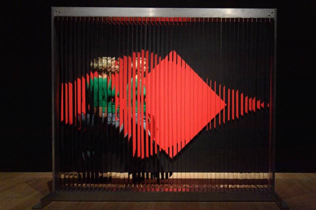 Julio Le Parc Press View at TATE Modern, London, UK - 8 June 2026 A staff member views 64 Reflective Blades 2017 by Julio Le Parc as part of The Julio Le Parc Press View which runs from 11th June 2026 to 3rd May 2027 at TATE Modern, London, England, UK on Monday 8 June, 2026., Credit:Justin Ng Avalon UK, England, London, TATE Modern  Copyright: xJustinxNgx xAvalonx 1108882077