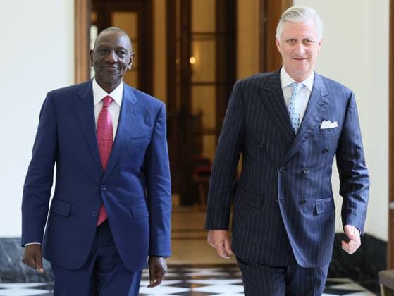 Kenya President William Ruto and King Philippe - Filip of Belgium pictured at a royal audience at the Royal Palace in Brussels, Monday 08 June 2026.  BENOITxDOPPAGNE 176631268