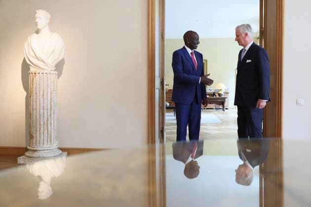 Kenya President William Ruto and King Philippe - Filip of Belgium pictured at a royal audience at the Royal Palace in Brussels, Monday 08 June 2026.  BENOITxDOPPAGNE 176631274