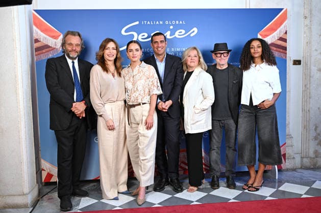 June 8, 2026, Rome, Rome, Italy: Marco Spagnoli, Artistic Director of IGS, Lucia Borgonzoni, Undersecretary of Culture, Matilde Gioli, the patroness of the second edition, Michele De Pascale, President of the Emilia Romagna Region, Chiara Sbarigia, President of APA, Duccio Forzano, director of the opening and closing evenings, Paola Gioia Kaze Formisano, and Sergio Friscia, at the photocall for the presentation of the Italian Global Series, the second edition of the event dedicated to the best Italian and international series, which will be held from 3 to 11 July 2026 in Rimini and Riccione. Foreign Press, Rome, 08 06 2026 Rome Italy  - ZUMAa289 20260608_zia_a289_076 Copyright: xMariaxLauraxAntonellix xAgfx