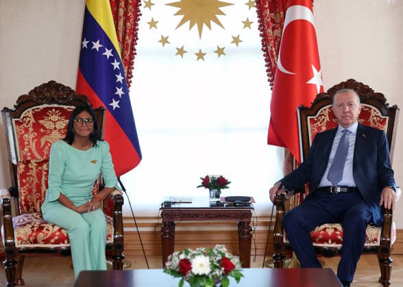 Turkish President Erdogan meets Venezuelan Interim President Delcy Rodriguez in Istanbul ISTANBUL, TURKIYE - JUNE 8: (----EDITORIAL USE ONLY - MANDATORY CREDIT - TURKISH PRESIDENCY MUSTAFA KAMACI HANDOUT - NO MARKETING NO ADVERTISING CAMPAIGNS - DISTRIBUTED AS A SERVICE TO CLIENTS----) Turkish President Recep Tayyip Erdogan (R) meets with Venezuelan Interim President Delcy Rodriguez (L) at the Presidential Dolmabahce Office in Istanbul, Turkiye, on June 8, 2026. TUR Presidency Mustafa Kamaci Anadolu Istanbul Turkey. Editorial use only. Please get in touch for any other usage.  Copyright: x2026xAnadoluxTURxPresidencyx xMustafaxKamacix