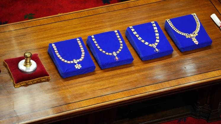 June 8, 2026, Ottawa, On, Canada: Collars of office sit as Governor General designate Louise Arbour has her installation ceremony at the Senate..in Ottawa on Monday, June 8, 2026 Ottawa Canada  - ZUMAc35_ 20260608_zaf_c35_012 Copyright: xSeanxKilpatrickx
