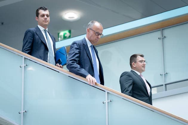 Berlin, Konrad-Adenauer-Haus, CDU Berlin, Bundeskanzler, Friedrich Merz, Konrad-Adenauer-Haus, CDU Berlin Berlin GER *** Berlin, Konrad Adenauer Haus, CDU Berlin, Federal Chancellor, Friedrich Merz, Konrad Adenauer Haus, CDU Berlin Berlin GER