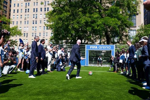 New York, NY- June 8: Governor Hochul and Mayor Mamdani make a World Cup FIFA announcement of a free watch party in Central Park for the FIFA World Cup 2026 Final on Sunday, July 19. With FIFA President Gianni Infantino, George Weah on June 8, 20267 Credit: AdMedia USA - ZUMAa123 20260608_zaa_a123_274 Copyright: xCamaraxPorterx