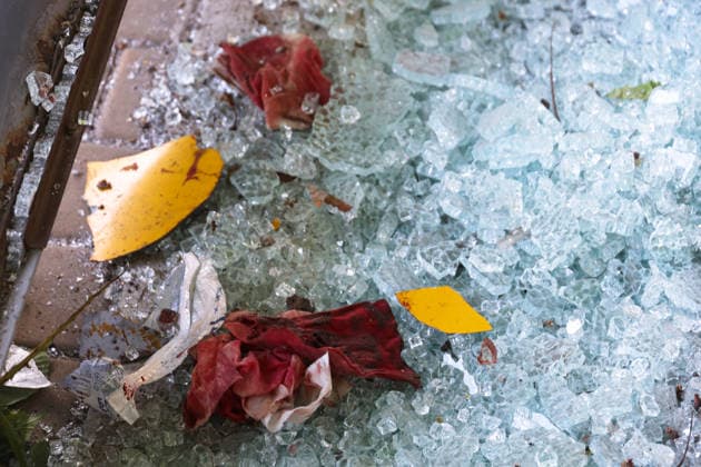 Blood-soaked wipes lie among glass shards after a Russian drone attack, Odesa, Ukraine, June 8, 2026. Russian forces attacked the southern Ukrainian city with Shahed-type drones. The wreckage of a downed drone fell directly onto a public transport stop, damaging the stop itself, as well as a control room, and several shared taxis. Three people were injured. (Photo by Nina Liashonok Ukrinform) Russian troops attack Odesa and region with drones  Copyright: xNinaxLiashonokx