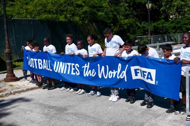 New York, NY- June 8: Governor Hochul and Mayor Mamdani make a World Cup FIFA announcement of a free watch party in Central Park for the FIFA World Cup 2026 Final on Sunday, July 19. With FIFA President Gianni Infantino, George Weah on June 8, 20267 Credit: AdMedia USA - ZUMAa123 20260608_zaa_a123_304 Copyright: xCamaraxPorterx