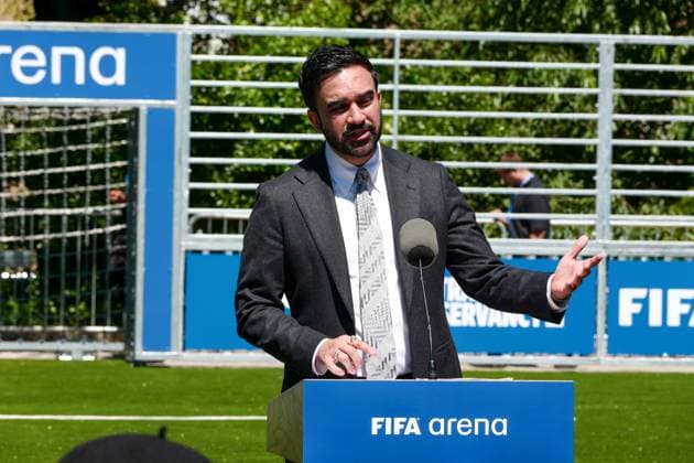 New York, NY- June 8: Governor Hochul and Mayor Mamdani make a World Cup FIFA announcement of a free watch party in Central Park for the FIFA World Cup 2026 Final on Sunday, July 19. With FIFA President Gianni Infantino, George Weah on June 8, 20267 Credit: AdMedia USA - ZUMAa123 20260608_zaa_a123_309 Copyright: xCamaraxPorterx