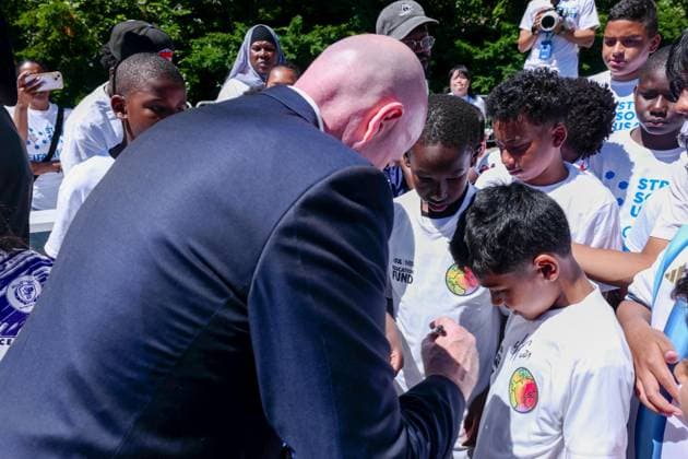 New York, NY- June 8: Governor Hochul and Mayor Mamdani make a World Cup FIFA announcement of a free watch party in Central Park for the FIFA World Cup 2026 Final on Sunday, July 19. With FIFA President Gianni Infantino, George Weah on June 8, 20267 Credit: AdMedia USA - ZUMAa123 20260608_zaa_a123_315 Copyright: xCamaraxPorterx