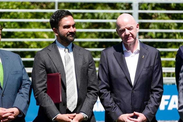 New York, NY- June 8: Governor Hochul and Mayor Mamdani make a World Cup FIFA announcement of a free watch party in Central Park for the FIFA World Cup 2026 Final on Sunday, July 19. With FIFA President Gianni Infantino, George Weah on June 8, 20267 Credit: AdMedia USA - ZUMAa123 20260608_zaa_a123_316 Copyright: xCamaraxPorterx