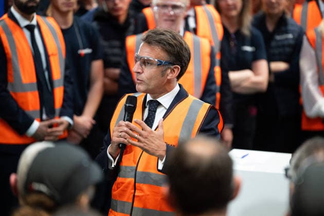 French President Emmanuel Macron visits and delivers a speech in the Goodyear Manufacture , an industrial site specialized in the production of high quality tires Amiens Sud, France Monday, June 8, 2026 Jeanne Accorsini Pool Bestimage Amiens France  Copyright: xJeannexAccorsini Pool BestimagexJeannexAccorsini Pool Bestimagex