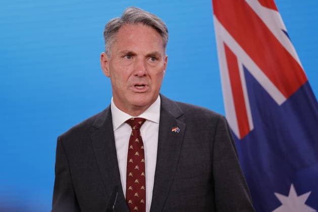 Australiens Verteidigungsminister und stellvertretenden Prime Minister Richard Marles, Deutschland, Berlin, Gemeinsames Treffen von BM Wadephul und BM Pistorius mit dem australischen Verteidigungsminister Marles und der australischen Außenministerin Wong *** Australias Defense Minister and Deputy Prime Minister Richard Marles, Germany, Berlin, Joint meeting of Federal Minister Wadephul and Federal Minister Pistorius with Australian Defense Minister Marles and Australian Foreign Minister Wong