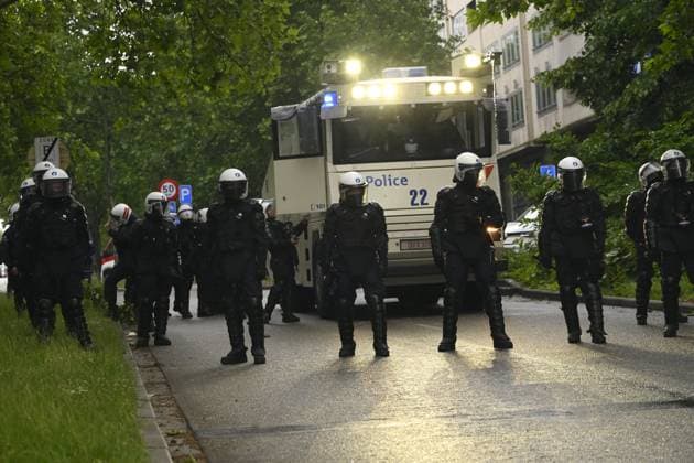Protest Against Police Violence 08 06 2026 BRUSSELS, BELGIUM - Staff, teachers and students protest police violence outside the Palace of Justice pictured on June 08, 2026 in Brussels, Belgium, 08 06 2026 Brussels Belgium  Copyright: xPhilipxReynaersx
