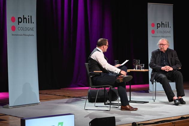 Philosoph Rene Scheu und Peter Sloterdijk , l-r, sprechen auf der Phil.Cologne, ein internationales Fest für Philosophie *** Philosopher Rene Scheu and Peter Sloterdijk , l r, speak at Phil Cologne, an international festival of philosophy