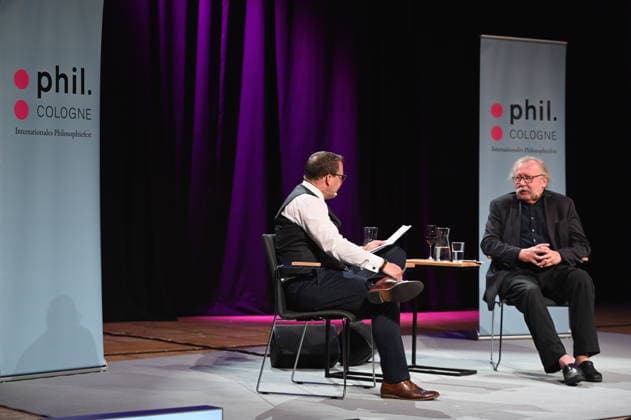 Philosoph Rene Scheu und Peter Sloterdijk , l-r, sprechen auf der Phil.Cologne, ein internationales Fest für Philosophie *** Philosopher Rene Scheu and Peter Sloterdijk , l r, speak at Phil Cologne, an international festival of philosophy