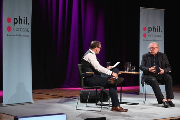 Philosoph Rene Scheu und Peter Sloterdijk , l-r, sprechen auf der Phil.Cologne, ein internationales Fest für Philosophie *** Philosopher Rene Scheu and Peter Sloterdijk , l r, speak at Phil Cologne, an international festival of philosophy