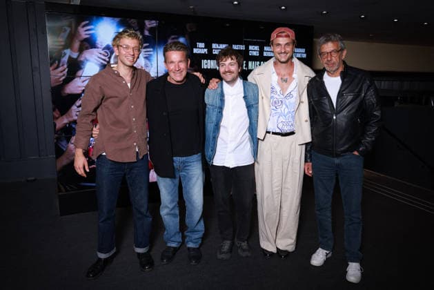 Giaccomo Premiere - Paris Xavier Lacaille, Benjamin Castaldi, Baptiste Drapeau, Bastien Grimal aka Bastos and Michel Cymes attendiing the photocall for the premiere of Giaccomo at UGC Cine Cite des Halles on June 8, 2026 in Paris, France. Photo by David Boyer ABACAPRESS.COM Paris France  Copyright: xBoyerxDavid ABACAx