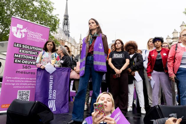 Paris, France June 8, 2026 - Protest to denounce the injustice surrounding the murder of the young girl Lyhanna. Organized by some twenty organizations dedicated to combating child abuse in the wake of the failures in the Lyhanna case, these protests aim to voice their outrage over the impunity enjoyed by child sex offenders. The body of 11-year-old Lyhanna was found last Thursday in the Gers department. - Anne-CÃ cile Mailfert, President of the Women s Foundation MANIFESTATION, DYSFONCTIONEMENT DE LA JUSTICE, COLERE, RASSEMBLEMENT, MOBILISATION, ASSOCIATIONS, ENFANTS, VIOL, INCESTE, SOCIETE, CRIME  Copyright: xVincentxIsorex
