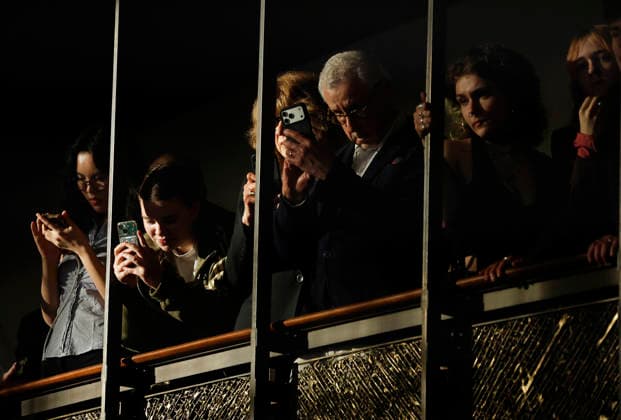 Attendees watch from the balcony and take photos of celebrities as they arrive on the red carpet at the Disclosure Day New York Premiere at David H. Koch Theater at Lincoln Center on Monday, June 8, 2026 in New York City.  NYP20260608105 JohnxAngelillo