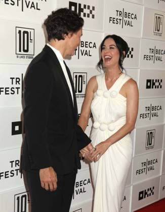 June 8, 2026, New York, New York, USA: Former Prime Minister of Canada JUSTIN TRUDEAU and singer KATY PERRY seen at the New York Premiere of Katy Perry - The Lifetimes Tour - Live From Paris during the 2026 Tribeca Film Festival at the BMCC Tribeca Performing Arts Center OKX Theater. New York USA  - ZUMAk03_ 20260608_zaf_k03_029 Copyright: xNancyxKaszermanx