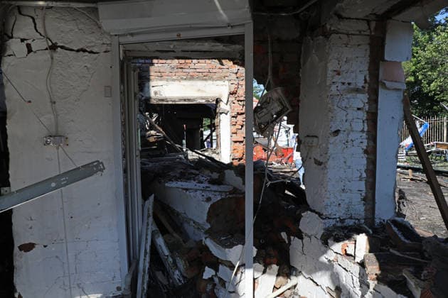 A building is damaged by a Russian drone attack in one of the districts of Kharkiv, Ukraine, June 9, 2026. The Russian army carried out a massive drone strike on the city. The attacks on residential buildings and civilian infrastructure injured 15 people, including three children. (Photo by Viacheslav Madiievskyi Ukrinform) Russian army launches large-scale drone attack on Kharkiv  Copyright: xViacheslavxMadiievskyix