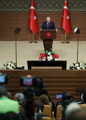 Opening Ceremony of the National Security Conferences of Turkiye ANKARA, TURKIYE - JUNE 09: (----EDITORIAL USE ONLY - MANDATORY CREDIT - TURKISH PRESIDENCY MURAT KULA HANDOUT - NO MARKETING NO ADVERTISING CAMPAIGNS - DISTRIBUTED AS A SERVICE TO CLIENTS----) Turkish President Recep Tayyip Erdogan delivers a speech during the Opening Ceremony of the National Security Conferences at the Presidential Complex in Ankara, Turkiye, on June 09, 2026. Turkish Presidency Murat Kula Anadolu Ankara Turkey. Editorial use only. Please get in touch for any other usage.  Copyright: x2026xAnadoluxTurkishxPresidency MuratxKulax