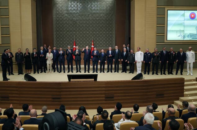 Turkish President Erdogan attends opening ceremony of National Security Conferences ANKARA, TURKIYE - JUNE 09: (----EDITORIAL USE ONLY - MANDATORY CREDIT - TURKISH PRESIDENCY MURAT KULA HANDOUT - NO MARKETING NO ADVERTISING CAMPAIGNS - DISTRIBUTED AS A SERVICE TO CLIENTS----) Turkish President Recep Tayyip Erdogan (12nd L) attends the Opening Ceremony of National Security Conferences at the Presidential Complex in Ankara, Turkiye, on June 09, 2026. Turkish Presidency Murat Kula Handout Anadolu Ankara Turkey. Editorial use only. Please get in touch for any other usage.  Copyright: x2026xAnadoluxTurkishxPresidencyx xMuratxKulax xHandoutx