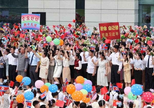 (260609) -- PYONGYANG, June 9, 2026 -- A grand farewell ceremony for Xi Jinping, general secretary of the Communist Party of China Central Committee and Chinese president, and his wife Peng Liyuan is held in Pyongyang, the Democratic People s Republic of Korea (DPRK), June 9, 2026. On Tuesday afternoon local time, Xi concluded his state visit to the DPRK and departed from Pyongyang. Kim Jong Un, general secretary of the Workers Party of Korea and president of the State Affairs of the DPRK, and his wife Ri Sol Ju went to the airport to see Xi and his wife off and held the grand farewell ceremony in their honor. ) DPRK-PYONGYANG-CHINA-XI JINPING-KIM JONG UN-GRAND FAREWELL CEREMONY YaoxDawei 