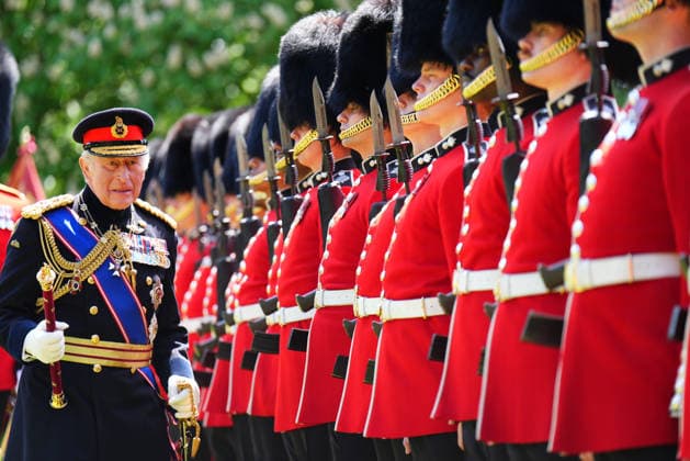 . 09 06 2026. London, United Kingdom. King Charles III and Queen Camilla present new Colours to the 1st Battalion Grenadier Guards at Buckingham Palace in London.  xPoolx xi-Imagesx IIM-26818-0021