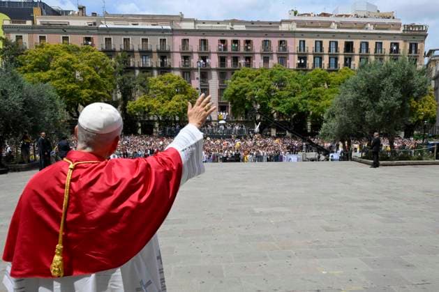 IPA85515137 - Spain, Vatican, 2026 6 9 Pope Leo XIV holds a midday prayer in the Cathedral of the Holy Cross and Saint Eulalia in Barcelona Photograph by VATICAN MEDIA Catholic Press Photo  Copyright: xVATICANxMEDIA CPPx xVATICANxMEDIA CPPx 85515137