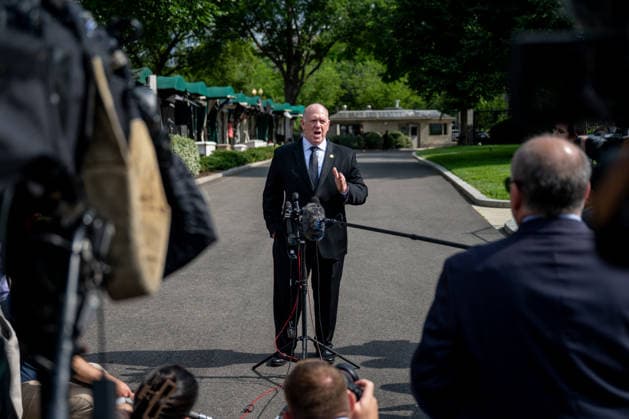 White House Border Czar Tom Homan speaks to members of the media outside the White House in Washington, DC on Tuesday, June 9, 2026. The Trump administration has drawn up a plan to surge US Immigration and Customs Enforcement personnel to New York City, a move that threatens to escalate tensions with New York Governor Kathy Hochul over the president s migrant crackdown.  WASP20260609101 TOMxHOMAN