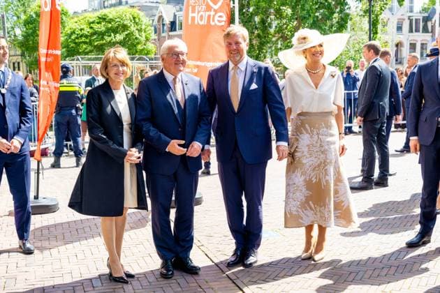 Amsterdam, The Netherlands, 2026-06-09 15:44:40 AMSTERDAM, 09-06-2026, Resto VanHarte At the invitation of His Majesty the King King Willem-Alexander and Queen Maxima the Federal President of Germany, Frank-Walter Steinmeier, is paying a state visit to the Netherlands. He is accompanied by his wife, Elke Büdenbender. PHOTO: NLBeeld Patrick van Emst In the photo: Social initiatives At Resto VanHarte in Amsterdam East, a community restaurant serving the social sector and part of Sociale Basis Amsterdam Oost, King Willem-Alexander, Queen Maxima, Federal President Steinmeier, and Mrs. Büdenbender are engaging in conversation with volunteers and local residents about creating more connection in the neighborhood, reducing loneline  Copyright: xx x