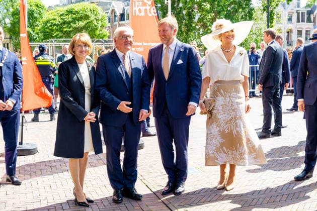 State visit of the Federal President of Germany. Amsterdam, the Netherlands. 9 Jun 2026 King Willem-Alexander, Queen Maxima, Federal President Frank-Walter Steinmeier, Every Budenbender when visiting Resto Vanharte in Amsterdam, on the first day of the German president s three-day state visit to the Netherlands. Amsterdam The Netherlands  Copyright: xMischaxSchoemakerx
