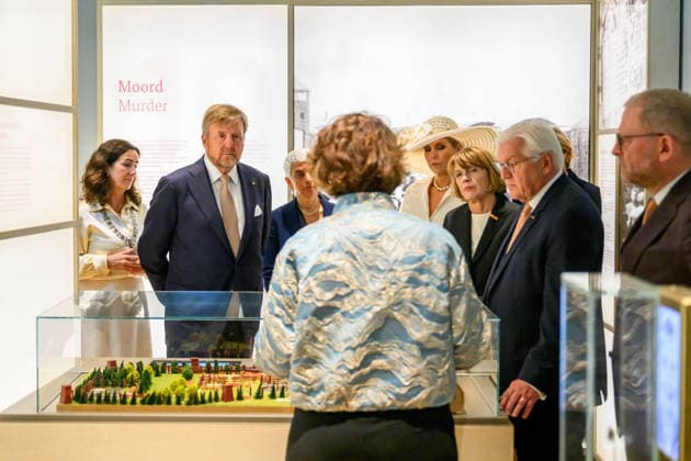 State visit of the Federal President of Germany. Amsterdam, the Netherlands. 9 Jun 2026 King Willem-Alexander, Queen Maxima, Federal President Frank-Walter Steinmeier, Elke Budenbender at the Holocaust Museum in Amsterdam, on the first day of the German president s three-day state visit to the Netherlands. Amsterdam The Netherlands  Copyright: xDPPA PatrickxvanxEmstx