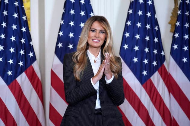 Melania Trump on AI champions awards - Washington US First lady Melania Trump participates in the Presidential Artificial Intelligence Challenge National Champion Awards Ceremony in the East Room at the White House in Washington on June 9, 2026. Photo by Yuri Gripas ABACAPRESS.COM Washington DC United States  Copyright: xGripasxYuri ABACAx