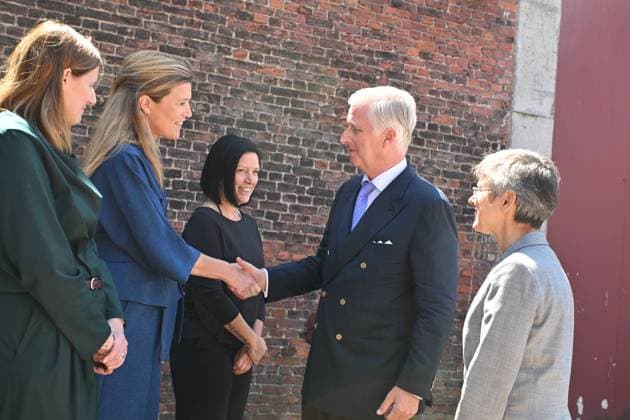 Minister of Justice Annelies Verlinden, King Philippe - Filip of Belgium and pictured during a royal visit to the Antwerp prison, on Tuesday 09 June 2026. During the visit, the King will be briefed on the impact of overcrowding on life in Belgian prisons.  POOLxBERTxVANxDENxBROUCKE 176856596