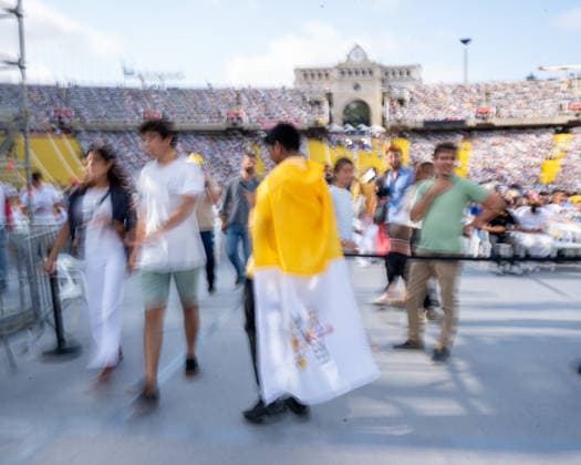 Spain-Barcelona-Pope Leo XIV visit Spain in Barcelona, Spain. The venue of the event getting ready of the faithful people to Pope Leo XIV visit to Spain in Estadi Olimpic Lluis Companys, Barcelona, Spain, on June 9, 2026. Barcelona Estadi Olimpic Lluis Companys Barcelona Spain