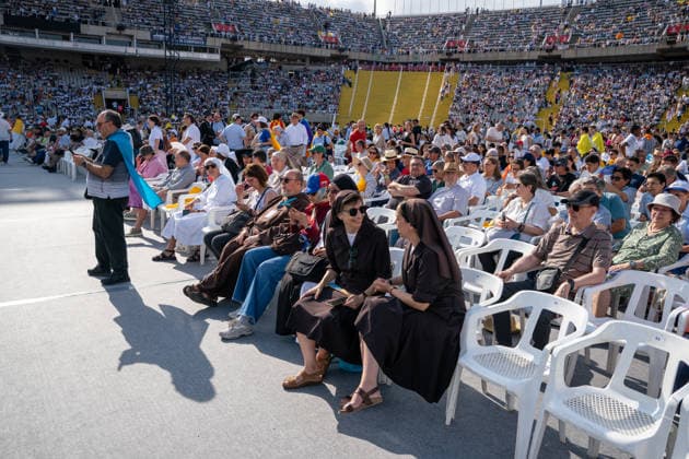 Spain-Barcelona-Pope Leo XIV visit Spain in Barcelona, Spain. The venue of the event getting ready of the faithful people to Pope Leo XIV visit to Spain in Estadi Olimpic Lluis Companys, Barcelona, Spain, on June 9, 2026. Barcelona Estadi Olimpic Lluis Companys Barcelona Spain