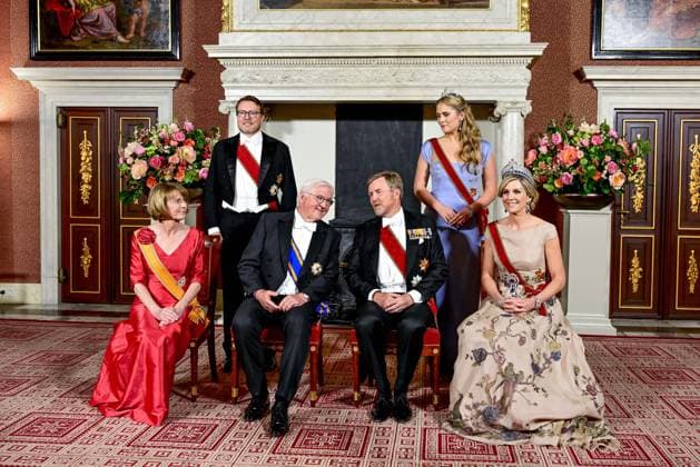 Amsterdam, The Netherlands, 2026-06-09 19:30:38 AMSTERDAM, 09-06-2026, Royal Palace Amsterdam At the invitation of His Majesty the King - King Willem-Alexander and Queen Maxima, the Federal President of Germany, Frank-Walter Steinmeier, is paying a state visit to the Netherlands. He is accompanied by his wife, Elke Büdenbender. PHOTO: NLBeeld POOL Mischa Schoemaker In the photo: The Royal Couple hosts a state banquet at the Royal Palace Amsterdam. King Willem-Alexander and the German Federal President deliver a speech. Her Royal Highness the Princess of Orange - Princess Amalia and Prince Constantijn are also present at the state banquet. Credit: NL Beeld Patrick van Emst  Copyright: xx x