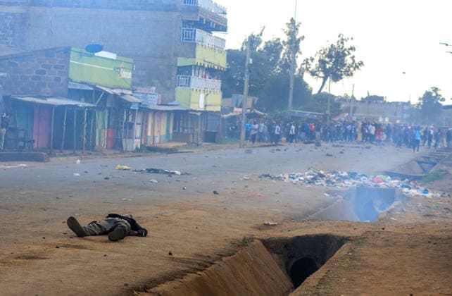Protest held in Kenya against planned U.S. Ebola quarantine facility NANYUKI, KENYA - JUNE 09: Kenyan police use water cannons and tear gas to disperse demonstrators who blocked a road and set fires during a protest against a planned Ebola quarantine facility for U.S. citizens in Nanyuki, central Kenya on June 09, 2026. A protester collapses to the ground as others raise their hands to stop the police intervention. Lucas Mukasa Anadolu Nanyuki Kenya. Editorial use only. Please get in touch for any other usage.  Copyright: x2026xAnadoluxLucasxMukasax