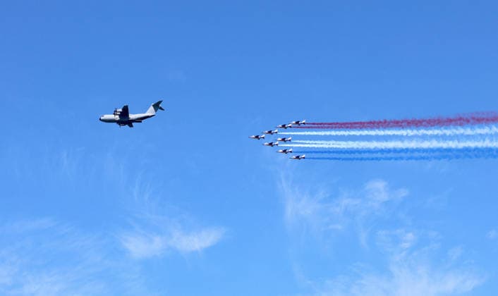 Patrouille De France flies in New York French Air and Space Force Patrouille de France flies over the hudson river and the Statue of Liberty to celebrate the 250th anniversary of American independence and honor the Franco-American friendship in New York, NY on June 9, 2026. Photo by Charles Guerin ABACAPRESS.COM New York NY  Copyright: xGuerinxCharles ABACAx