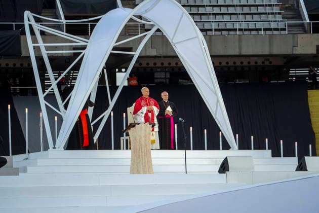 June 9, 2026, Barcelona, Barcelona, Spain: the Olympic Stadium fills to capacity for a Mass with the presence of Pope Leo XIV on the first day of his visit to Barcelona..In the pic :Pope Leo XIV Barcelona Spain  - ZUMAr179 20260609_zip_r179_052 Copyright: xEricxRenomx