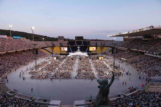 June 9, 2026, Barcelona, Catalonia, Italy: Barcelona, Spain. Pope Leo XIV meets the catholic community of Catalonia at Stadium Lluis Companys. Barcelona Italy  - ZUMAm214 20260609_zip_m214_024 Copyright: xMatteoxSeccix