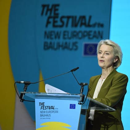 Belgien, New European Bauhaus Festival in Brüssel New European Bauhaus Festival in Brussels BRUSSELS, BELGIUM - JUNE 09: EU Commission President Ursula von der Leyen makes a speech during the opening of the New European Bauhaus Festival in Brussels, Belgium on June 09, 2026. The festival focuses on combating climate change within the construction and building sectors. Dursun Aydemir Anadolu Brussels Belgium. Editorial use only. Please get in touch for any other usage.  Copyright: x2026xAnadoluxDursunxAydemirx