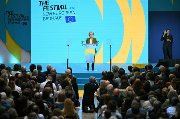 Belgien, New European Bauhaus Festival in Brüssel New European Bauhaus Festival in Brussels BRUSSELS, BELGIUM - JUNE 09: EU Commission President Ursula von der Leyen makes a speech during the opening of the New European Bauhaus Festival in Brussels, Belgium on June 09, 2026. The festival focuses on combating climate change within the construction and building sectors. Dursun Aydemir Anadolu Brussels Belgium. Editorial use only. Please get in touch for any other usage.  Copyright: x2026xAnadoluxDursunxAydemirx