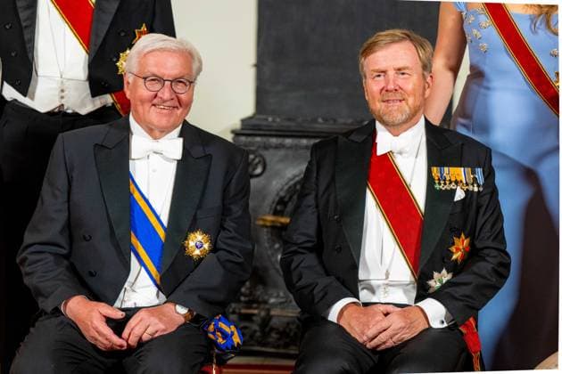 Dutch Royals receive Germany for state visit, day 1, Amsterdam, Netherlands - 9 Jun 2026 King Willem-Alexander, Federal President Frank-Walter Steinmeier at the state banquet at the Royal Palace in Amsterdam, on the first day of the three day state visit from the German President to the Netherlands. Amsterdam The Netherlands  Copyright: xMischaxSchoemakerx