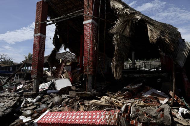 Tropical Storm Cristina hit Puerto Madero of Mexico TAPACHULA, MEXICO - JUNE 09: Destroyed walls and debris are seen in the coastal community of Puerto Madero, following the passage of Tropical Storm Cristina near Tapachula, Mexico, on Tuesday, June 09, 2026. The storm caused severe damage along the Mexican Pacific coast in the state of Chiapas, near the Guatemala border, where strong waves and storm surges impacted dozens of homes and restaurants, affecting hundreds of residents. Jose Torres Anadolu Tapachula Mexico. Editorial use only. Please get in touch for any other usage.  Copyright: x2026xAnadoluxJosexTorresx